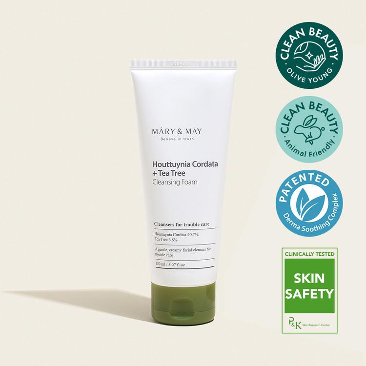 Mary&May Houttuynia Cordata Tea Tree Cleansing Foam 150ml — tube with cap closed