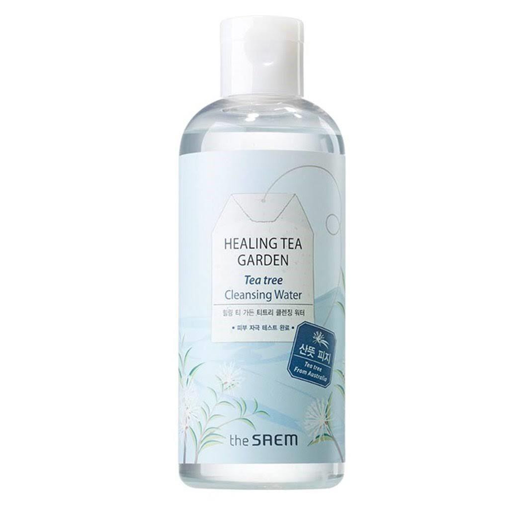 theSAEM Healing Tea Garden Tea Tree Cleansing Water 300ml — clear bottle with green label
