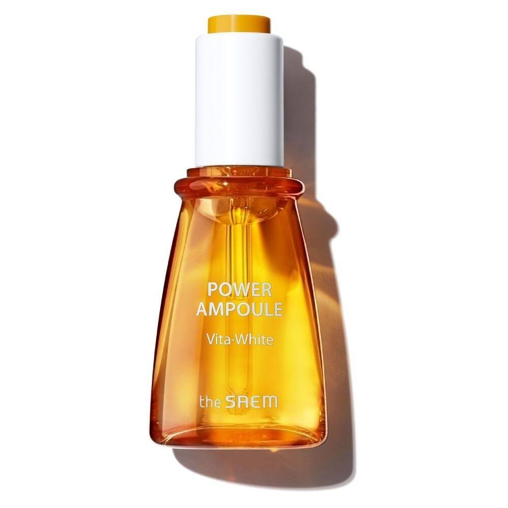 theSAEM Power Ampoule Vita White 35ml — yellow-tinted dropper bottle on white background