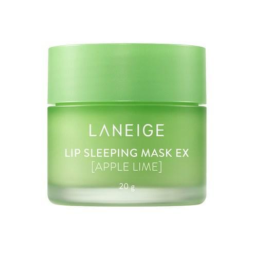 Laneige Lip Sleeping Mask EX Apple Lime 20g — green jar with applicator on white surface