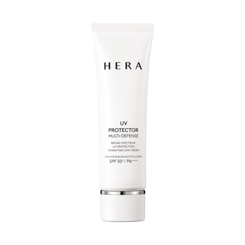 Hera UV Protector Multi-Defense SPF50+ PA++++ 50ml — white tube with cap on flat surface