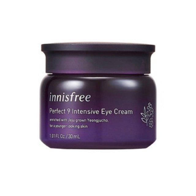 Innisfree Perfect 9 Intensive Eye Cream EX 30ml — small tub with gold lid, front view