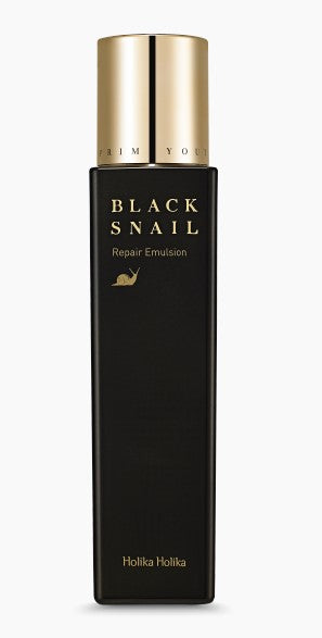 HolikaHolika Prime Youth Black Snail Repair Emulsion 160ml — white bottle with pump dispenser