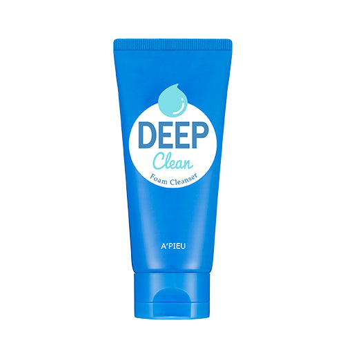 Apieu Deep Clean Foam Cleanser 130ml — white tube with blue accent label, cap closed