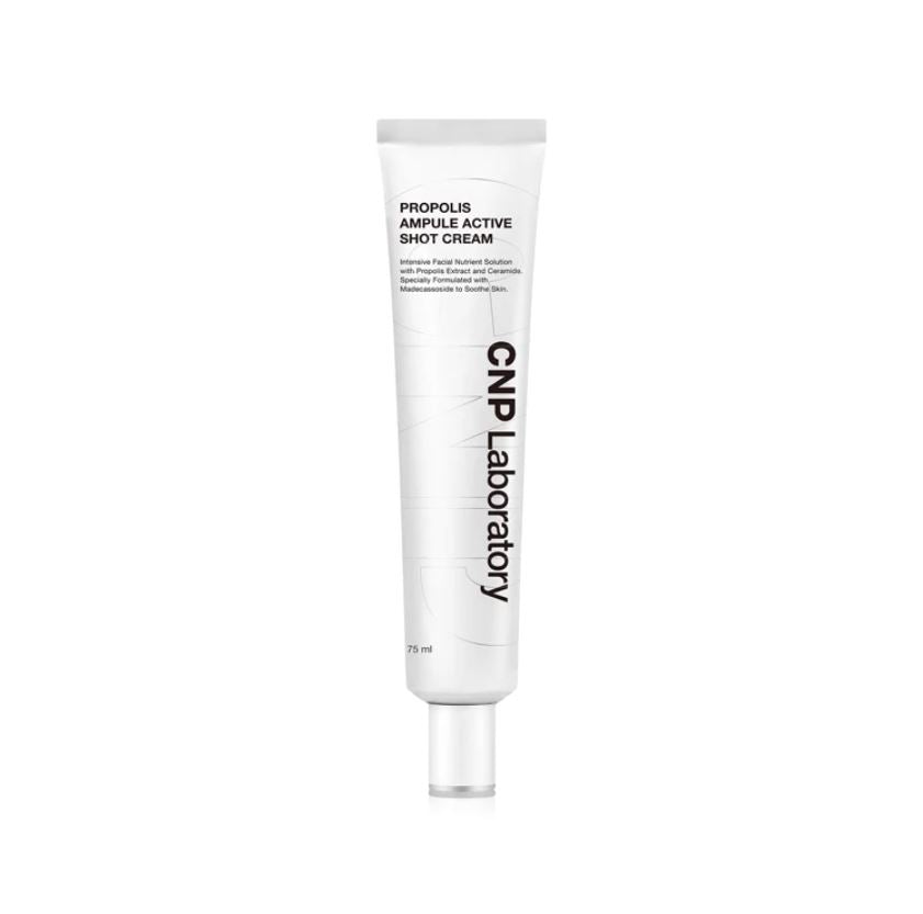 Cnp Laboratory Propolis Ampoule Active Shot Cream 75ml — gold and white jar on light grey background