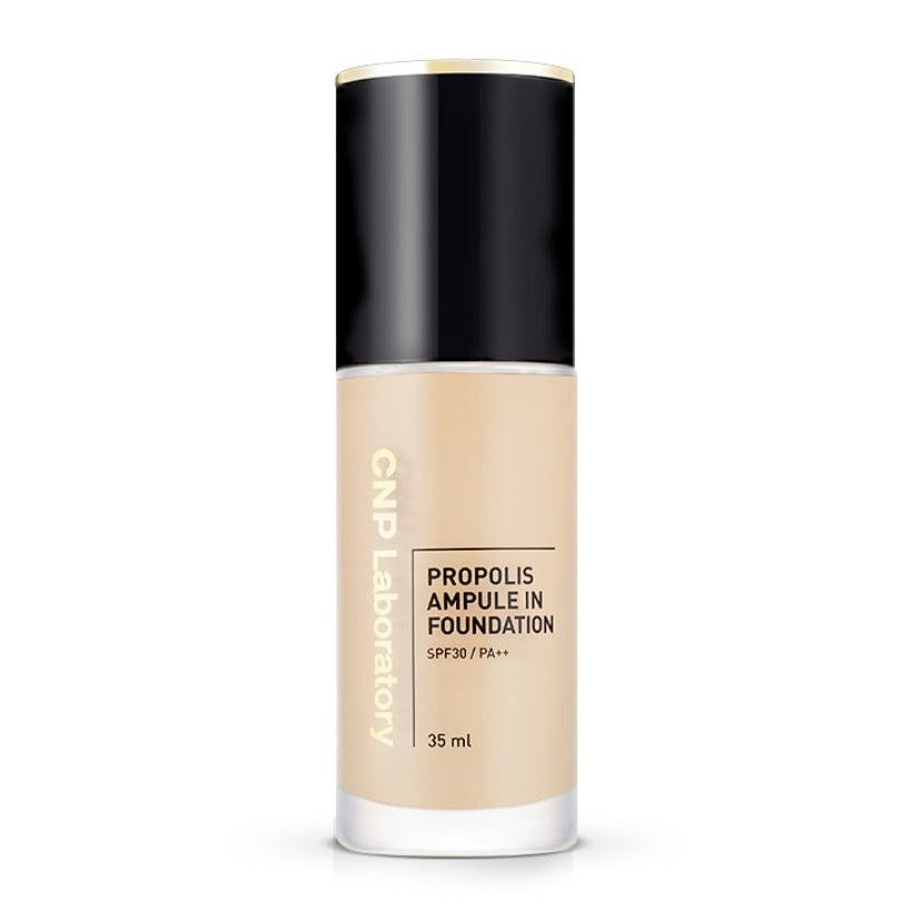 Cnp Laboratory Propolis Ampoule In Foundation 35ml No.21 — slender pump bottle with gold accent lid