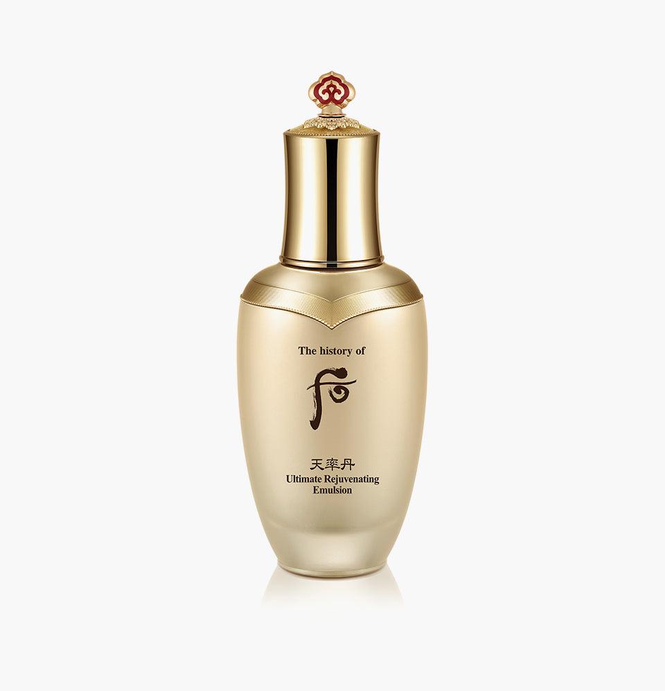 Thehistoryofwhoo Cheonyuldan Rejuvenating Emulsion 110ml — white bottle with gold ornate label, front view
