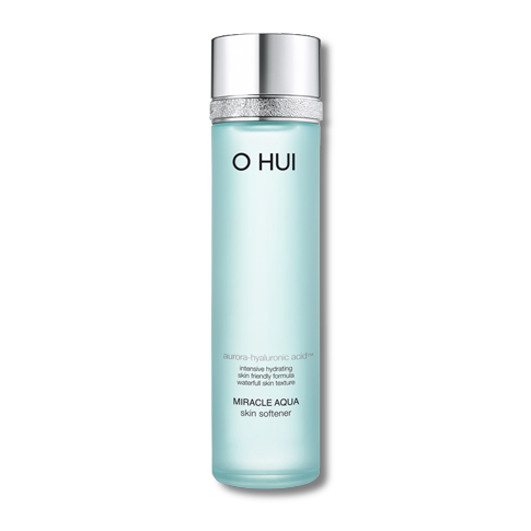 Ohui Aqua Skin Softener 150ml — clear bottle with blue cap on white surface
