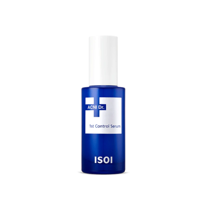 Isoi Acni Dr. 1st Control Serum 40ml — glass bottle with dropper on white background