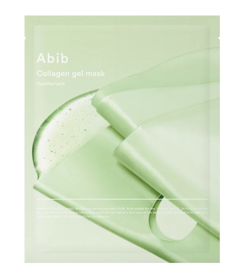 Abib Collagen Gel Mask Heartleaf Jelly 35g — single-use jelly mask pouch on white surface