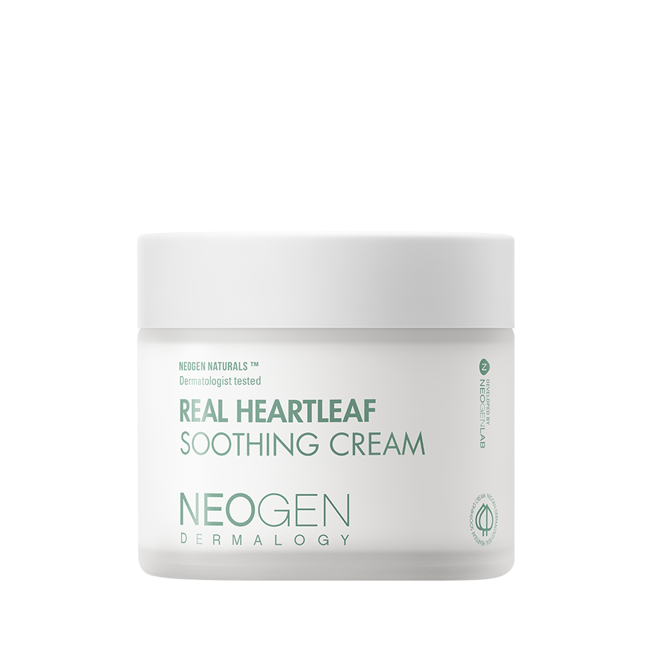 neogen Dermalogy Real Heartleaf Soothing Cream 80g — soft-green jar with heartleaf botanical label