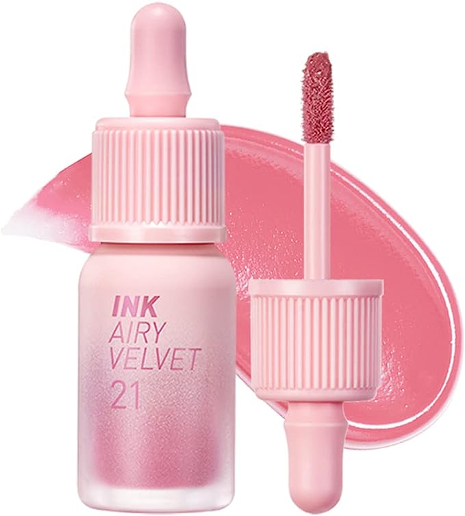 PeriPera Ink Airy Velvet #21 Fluffy Peach — slim tint applicator with peach label