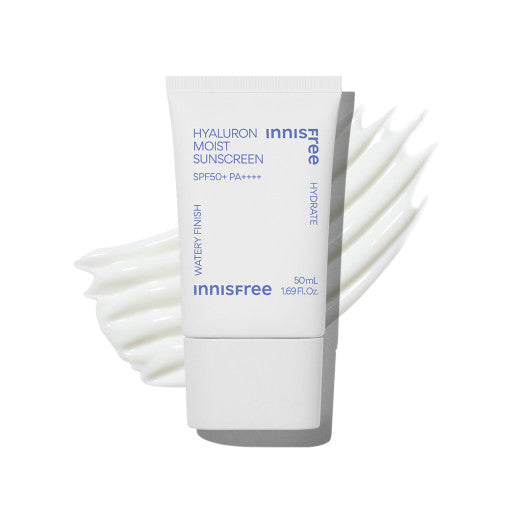 Innisfree Hyaluron Moist Sunscreen SPF50+ PA++++ 50ml — white tube with cap, front view