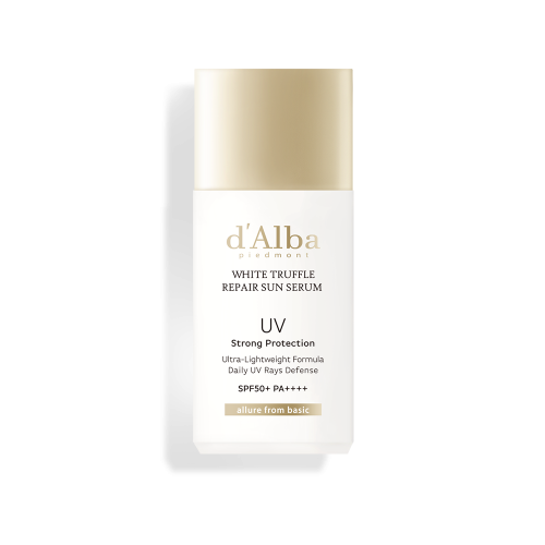 d'Alba White Truffle Repair Sun Serum 35ml — slim twist-cap tube, product front view