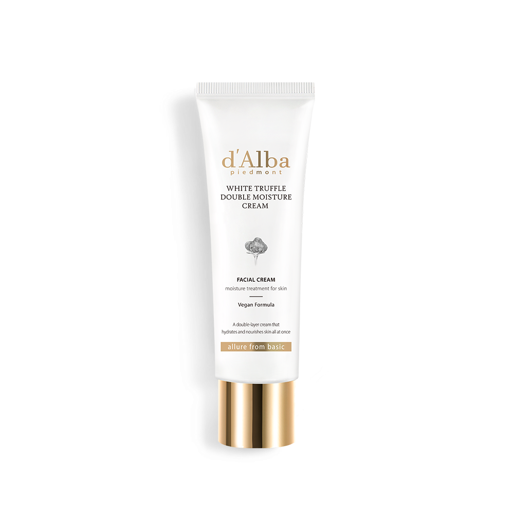 d'Alba White Truffle Double Moisture Cream 60ml — dual-chamber tube yellow and white