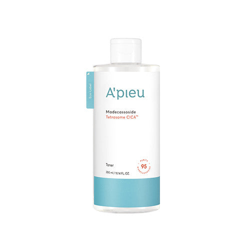 Apieu Madecassoside Tetrasome Cica Toner 300ml — large clear bottle with green cica label front view