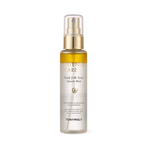 TONYMOLY Intense Care Gold24K Snail Serum Mist 100ml — gold spray bottle with mist nozzle