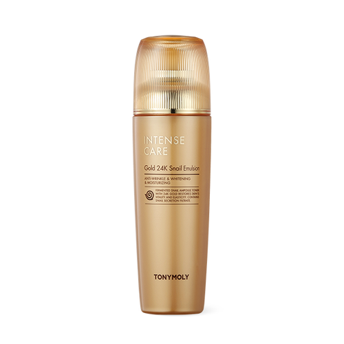 TONYMOLY Intense Care Gold24K Snail Emulsion 140ml — gold bottle with pump dispenser