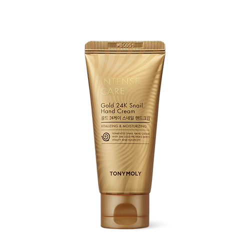 TONYMOLY Intense Care Gold24K Snail Hand Cream 60ml — gold tube with cap on white background