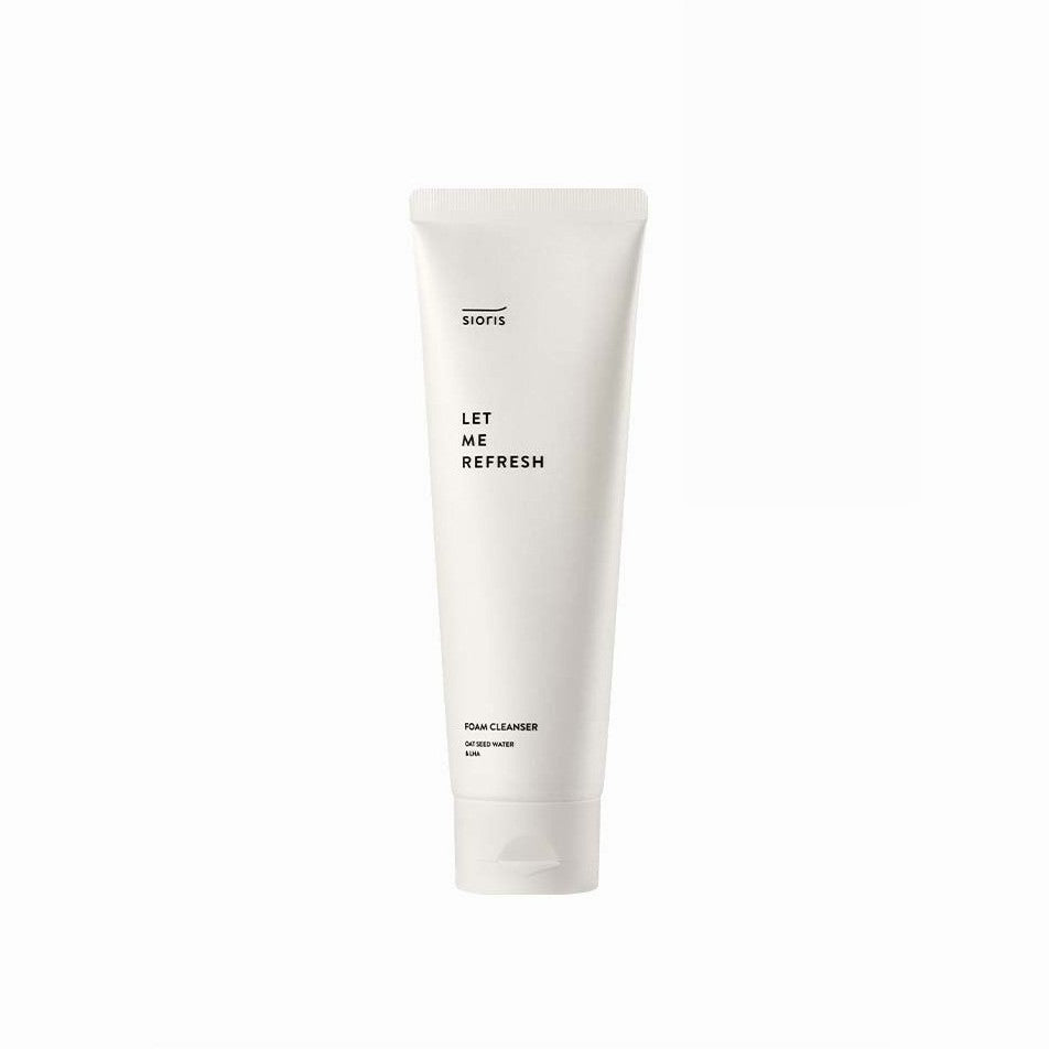 Sioris Let Me Refresh Foam Cleanser 120ml — pump bottle with oat-illustrated label