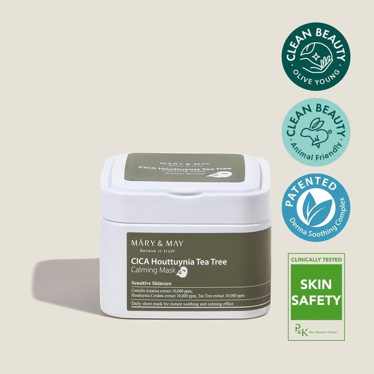 [OUT OF STOCK] [Mary&May] Cica Houttuynia cordata Tea Tree Calming Mask Pack - 30 sheets - Keauty