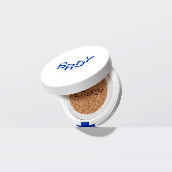 B.ready Blue Cushion SPF34 15g shade 02 Ryan — compact case with blue lid open showing cushion puff