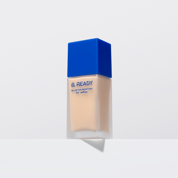 B.ready Blue Foundation 35ml shade 03 Jefferey — pump bottle standing upright on plain background