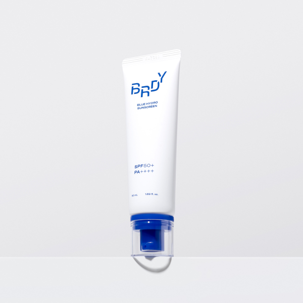 B.ready Blue Hydro Sunscreen 50ml — tube with flip cap on light blue background
