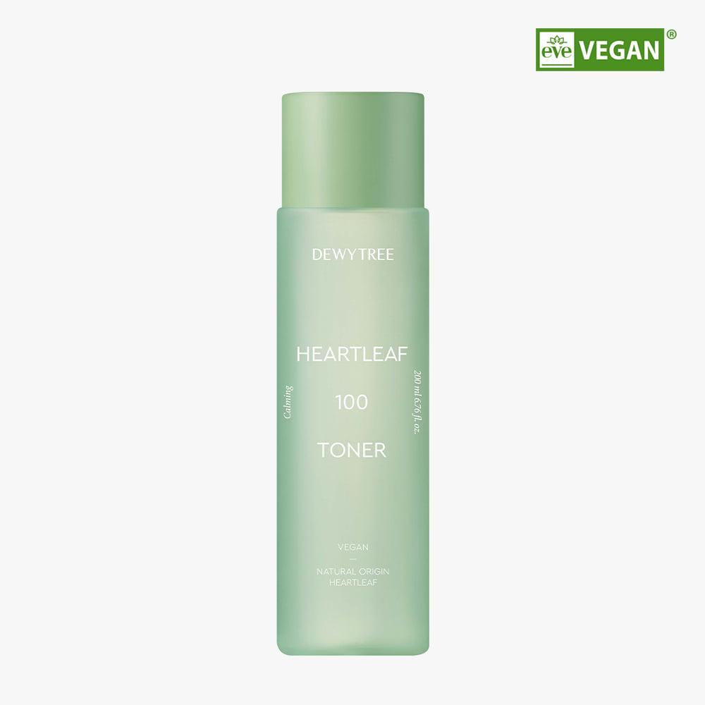 Dewytree Heartleaf 100 Toner 200ml — white bottle with green botanical label, front view