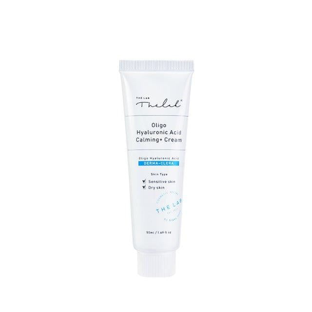 THE LAB by BLANC DOUX Oligo HA Calming Cream 50ml — white jar with sky-blue label and screw-top lid on white background