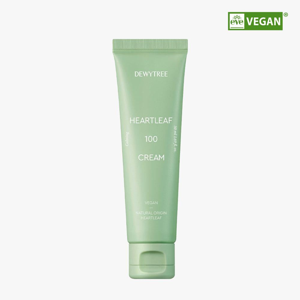 Dewytree Heartleaf 100 Cream 50ml — white cream jar with green botanical label, front view