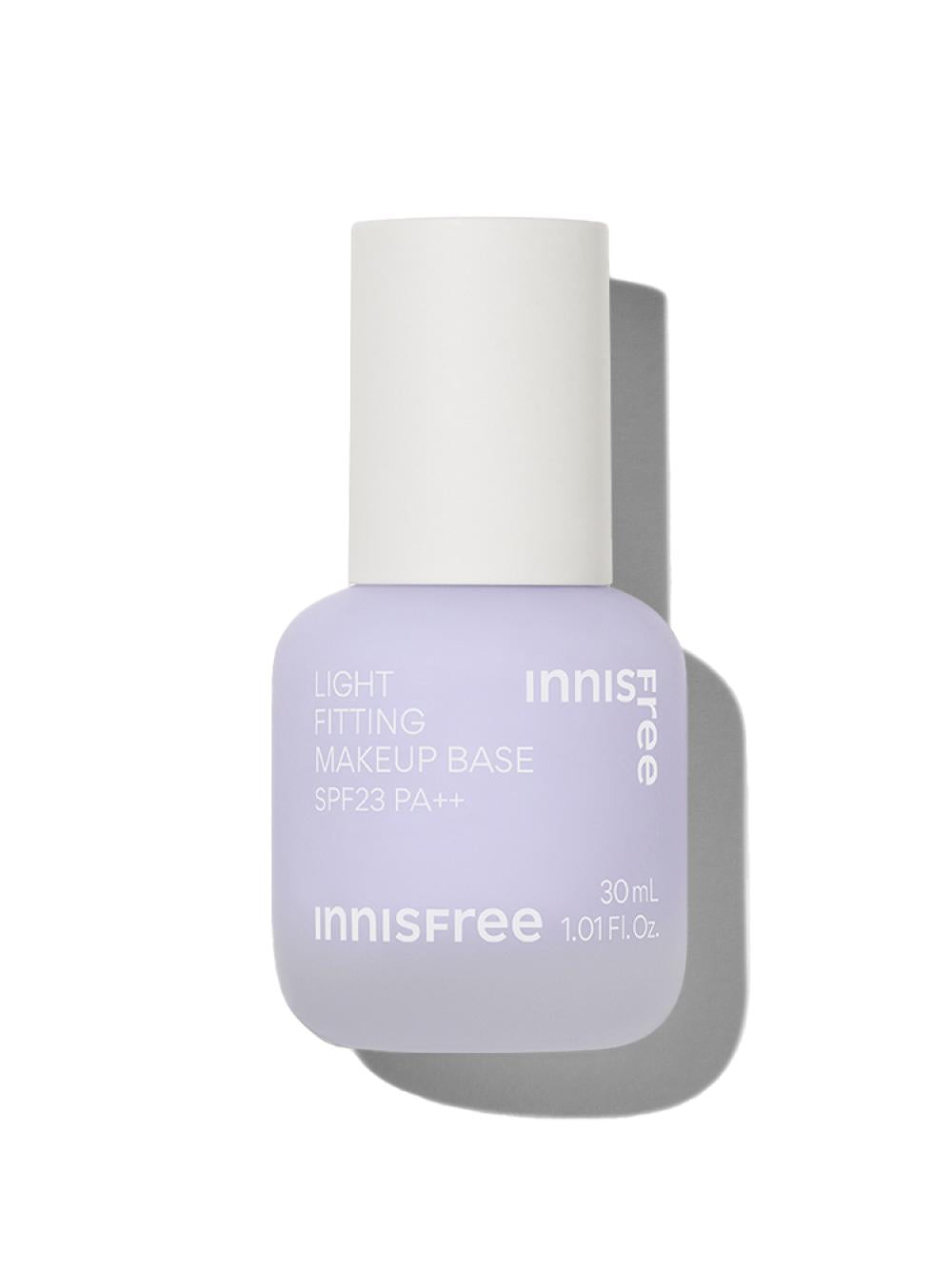 INNISFREE Light Fitting Makeup Base SPF23 30ml Purple — purple-tinted bottle on white background