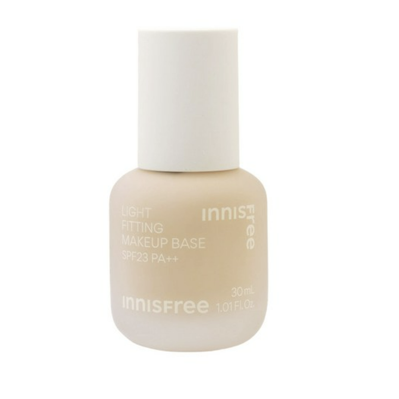 INNISFREE Light Fitting Makeup Base SPF23 30ml Peach — peach-tinted bottle on white background