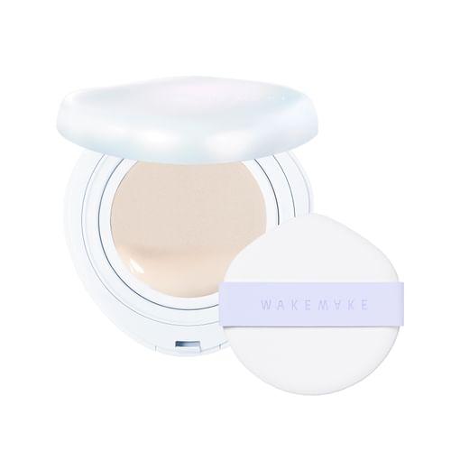 WAKEMAKE Water Glow Coating Cushion SPF50+ 11g shade 23 Beige — cushion compact open showing sponge