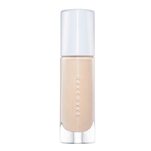 WAKEMAKE Water Glow Coating Foundation SPF38+ 30ml shade 21 Vanilla — bottle with dropper and product texture