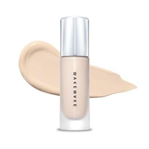 WAKEMAKE Water Velvet Cover Foundation SPF30+ 30ml shade 21 Vanilla — slim pump bottle with matte label