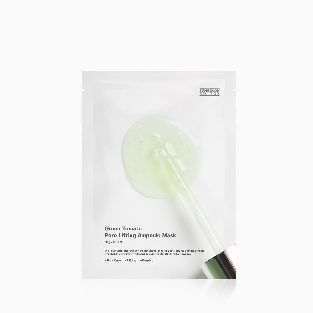 SUNGBOON EDITOR Green Tomato Pore Lifting Ampoule Mask 23g — sheet mask pouch front