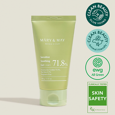 Mary&May Sensitive Soothing Gel Cream 100g — clear gel cream in white jar