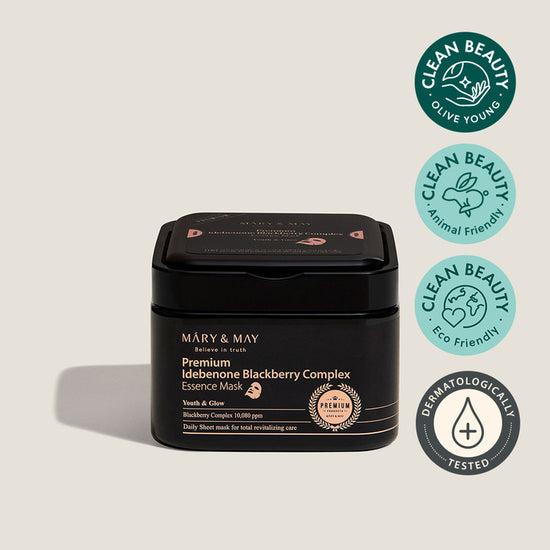 Mary&May Idebenone Blackberry Essence Mask 250g — tub with 20 premium sheet masks