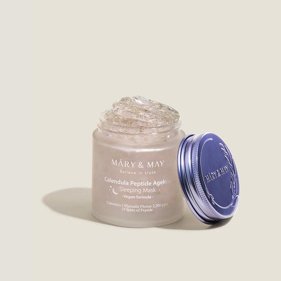 Mary&May Calendula Peptide Ageless Sleeping Mask 110g — jar with golden gel formula