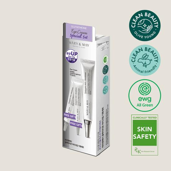 Mary&May Glutathione Eye Cream Set — full-size jar with two mini travel tubes