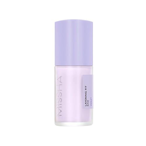 Missha Layering Fit Base 35ml Violet shade — tube with violet-toned correcting base displayed
