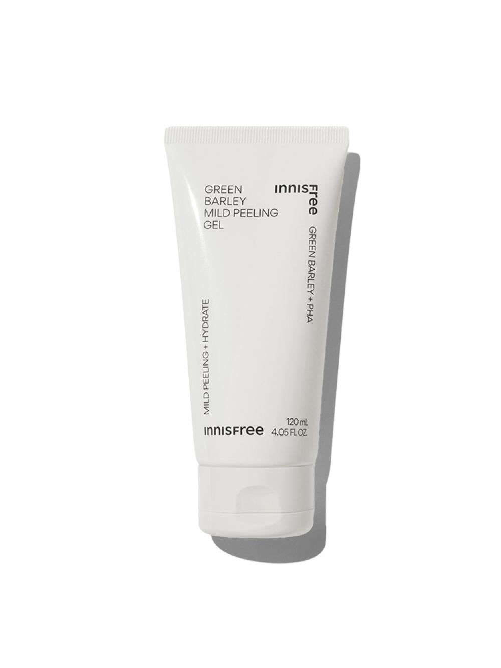 Innisfree Green Barley Gommage Peeling Gel 120ml — green tube with cap, front view