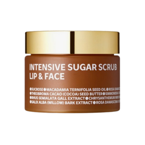 ISOI Bulgarian Rose Intensive Sugar Scrub 60g — open jar showing rose-gold sugar texture