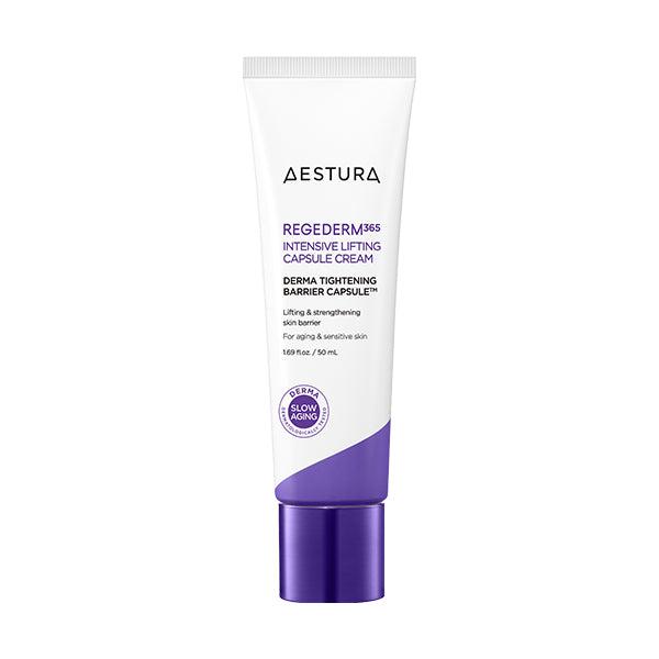 Aestura Regederm 365 Intensive Lifting Capsule Cream 50ml — compact glass jar on neutral ground