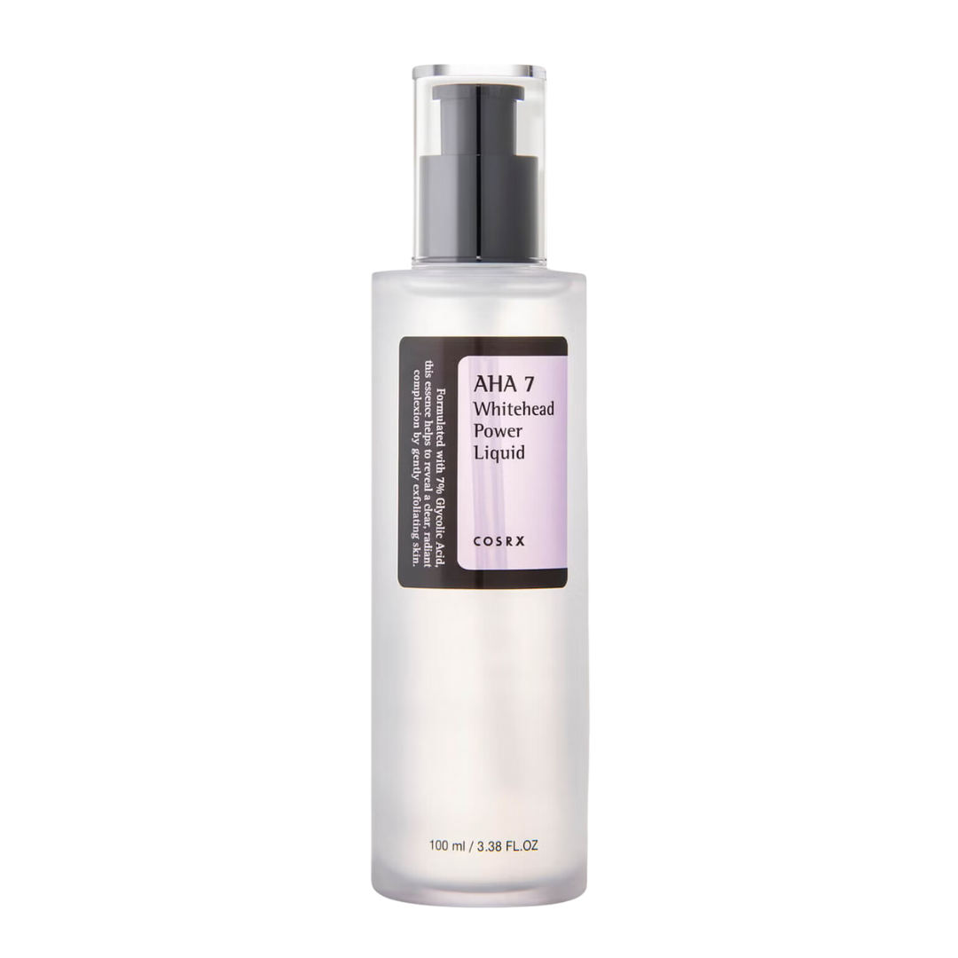 COSRX AHA 7 Whitehead Power Liquid 100ml — clear bottle with minimal label on white surface