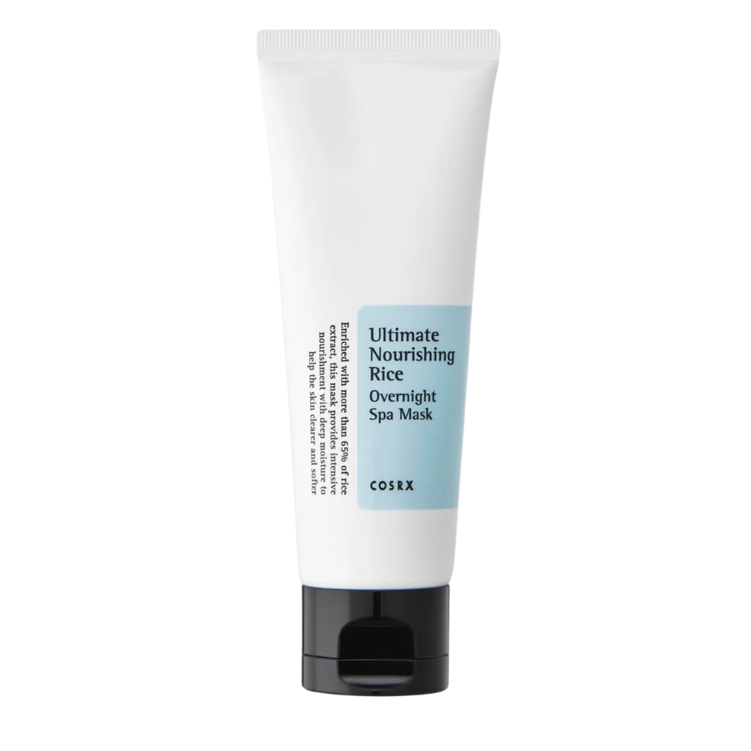 COSRX Rice Overnight Spa Mask 60ml — cream tube with rice-print label on white