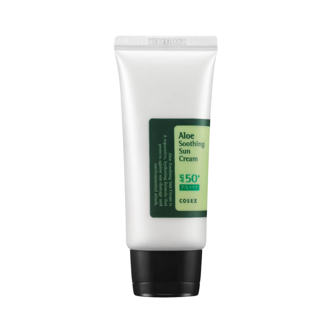 COSRX Aloe Soothing Sun Cream 50ml — compact travel-size tube on white background