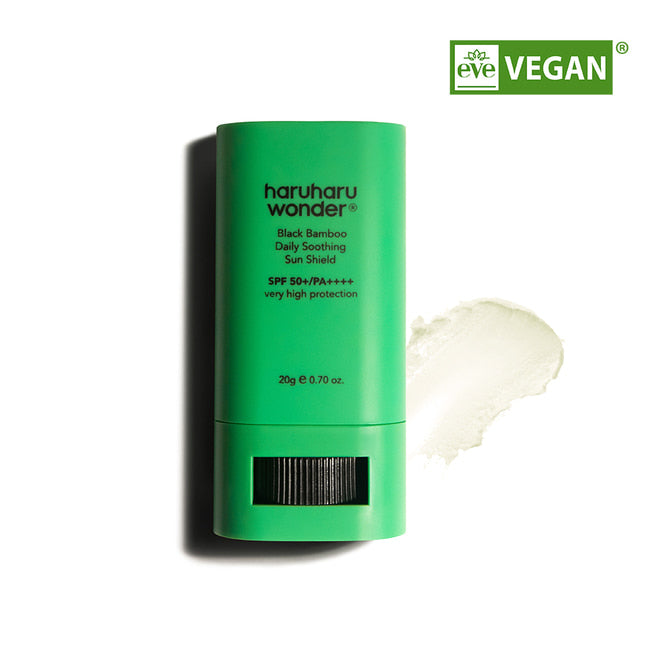 haruharuwonder Black Bamboo Sun Shield SPF50+ 20g — twist-up stick in black packaging