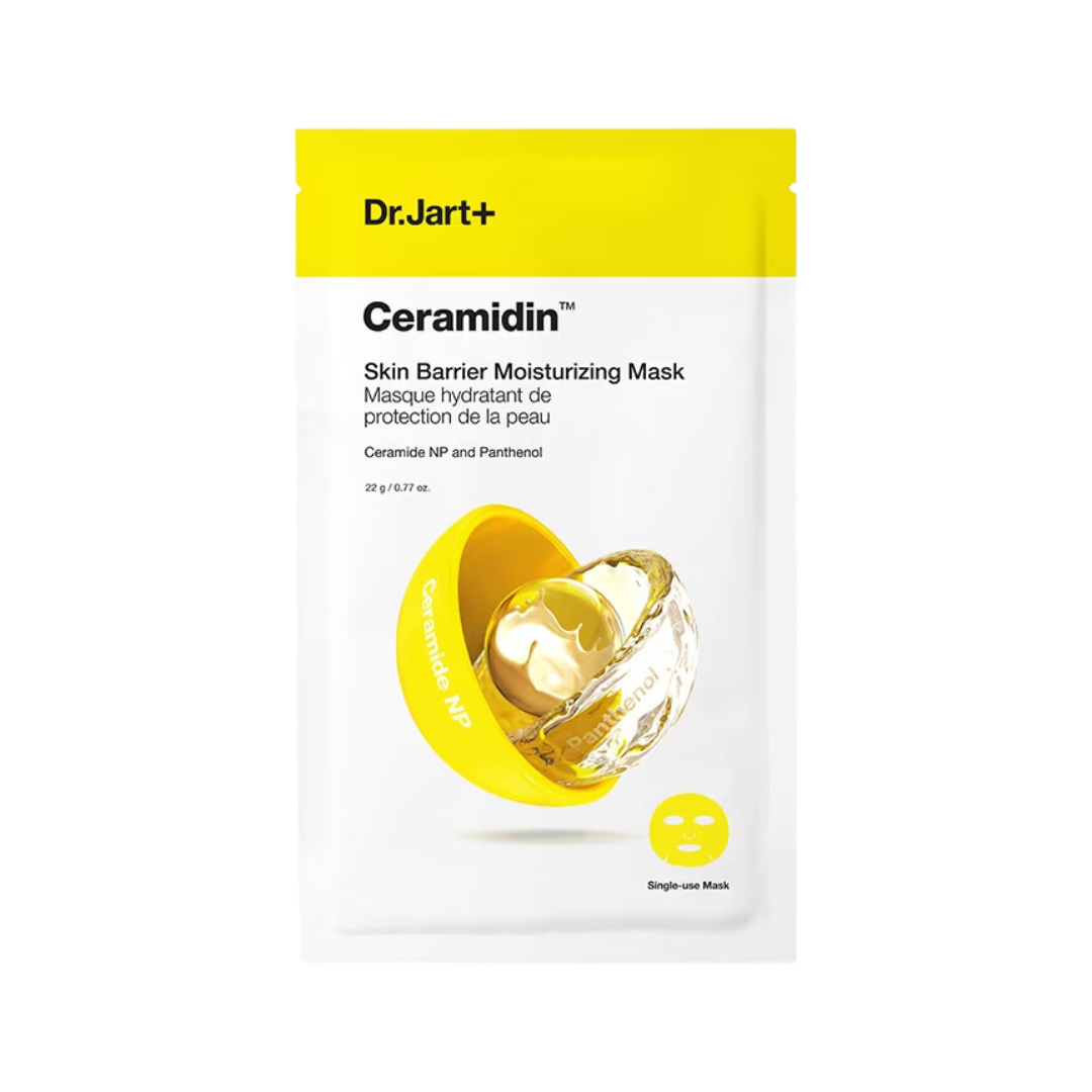 Dr.Jart+ Ceramidin Skin Barrier Moisturizing Mask 22g — single mask pouch, front view
